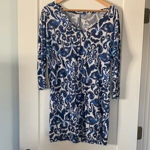 Lilly Pulitzer Blue and White Long Sleeve Dress